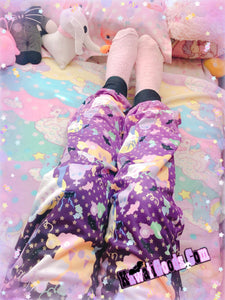 Candy Cemetery Creepy Cute Witch Bear Fuzzy Jogger Pants (Made to Order)