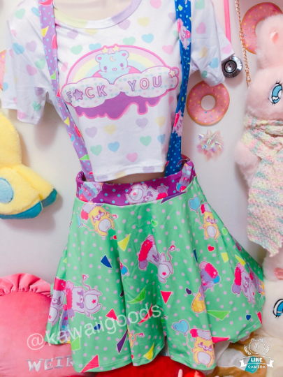 Popples Sweets 80s Yume Kawaii Suspender Skirt
