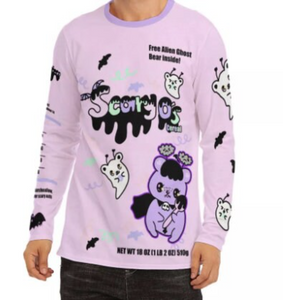 Scary Os Alien Ghost and Creepy Emotion Vampire Bear Long sleeve top (Made to Order)
