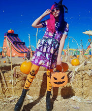 Load image into Gallery viewer, Candy Cemetery Creepy Cute Witch Bear Halloween Dress (Made to Order)