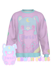 Load image into Gallery viewer, Conversation Heart Bunny and Bear Sweater (Made to Order)