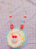 Marshmallow Cherry Cake Pastry necklace