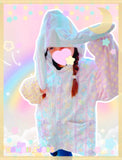Dreamy Cloud Babies Bunny Fuzzy Hoodie Sweater (Made to Order) white