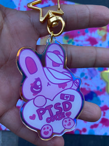 Hurt Bunny PTSD holographic Keychain