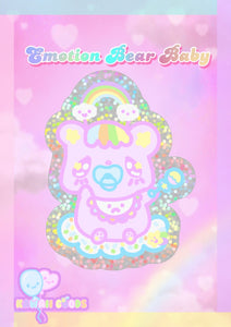 Emotion Bear Baby Holographic Glitter Sticker