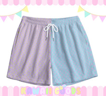 Load image into Gallery viewer, Starry Colorblock Fairykei Fuzzy Shorts (made to order) pink/blue