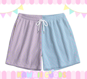 Starry Colorblock Fairykei Fuzzy Shorts (made to order) pink/blue