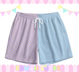 Starry Colorblock Fairykei Fuzzy Shorts (made to order) pink/blue