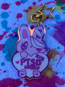 Hurt Bunny PTSD holographic Keychain