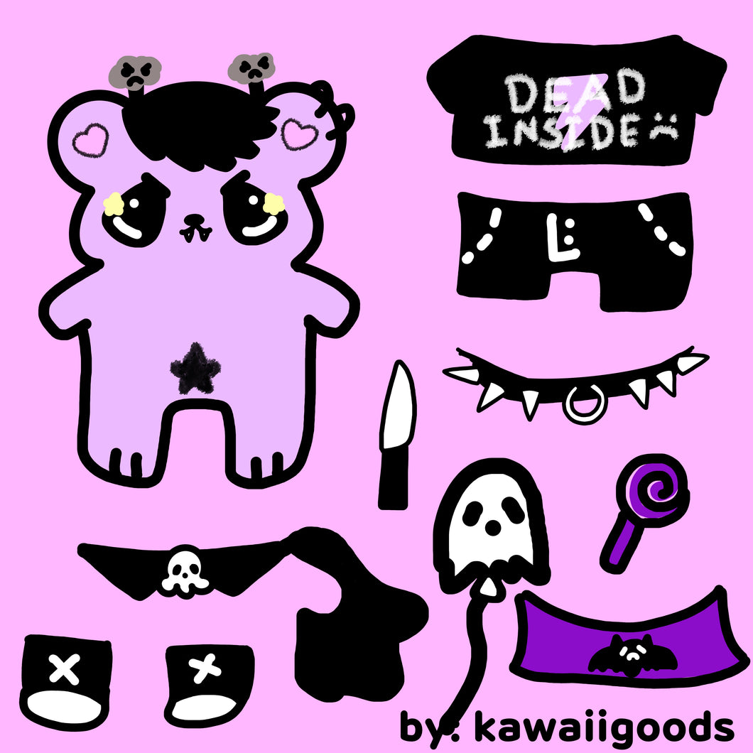 Emo Bear Dress Up Sticker Sheet