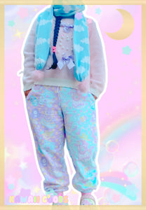 Dreamy Cloud Babies Fuzzy jogger pants (Made to Order) blue/pink