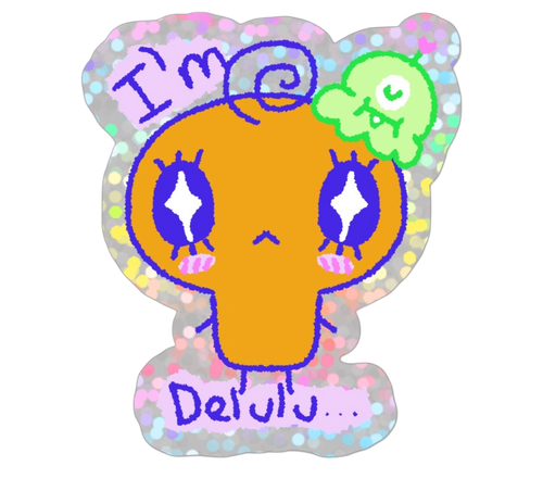 Memetchi I’m Delulu Holographic sticker