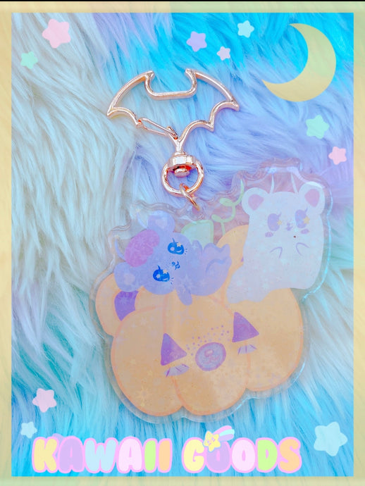 Kawaii Halloween Ghost Holographic Keychain