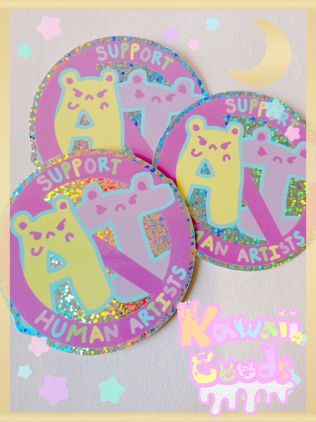 Anti-AI support Human Artist Holographic sticker