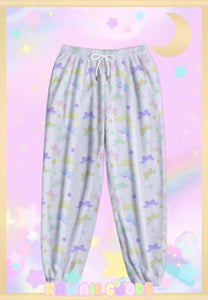 Dreamy Rainbow Bow Fuzzy jogger pants (Made to Order)