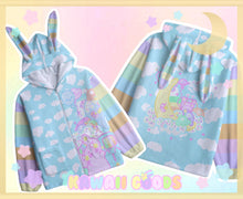 Load image into Gallery viewer, Emotion Bear And Kikko TV Bunny Fuzzy Hoodie Sweater (Made to Order)