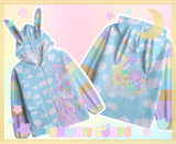 Emotion Bear And Kikko TV Bunny Fuzzy Hoodie Sweater (Made to Order)