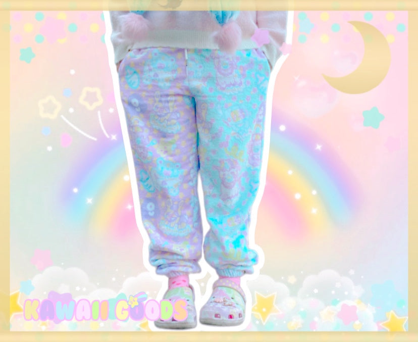 Dreamy Cloud Babies Fuzzy jogger pants (Made to Order) blue/pink