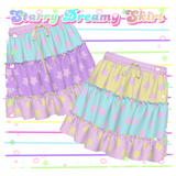 Starry Pastel Yume Kawaii Ruffle Skirt (made to order)