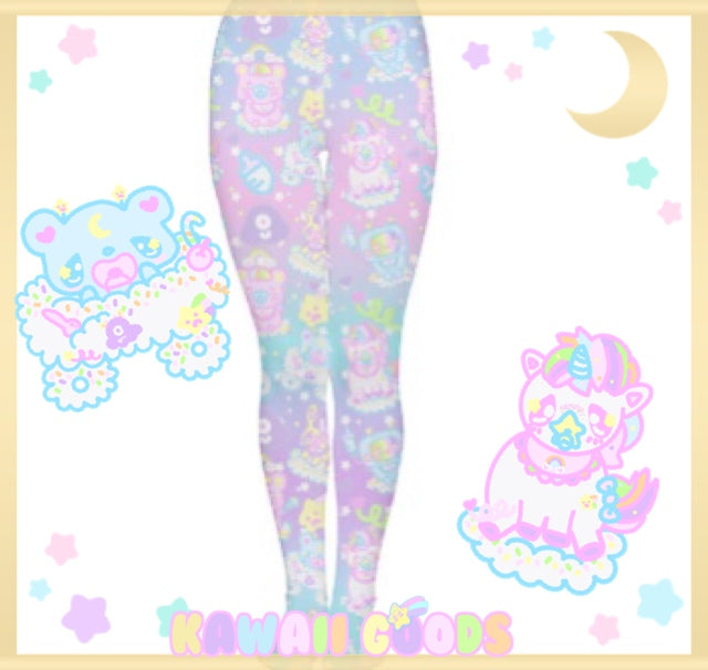 Dreamy Cloud Babies Tights, Fairy Kei Tights (Made to Order)