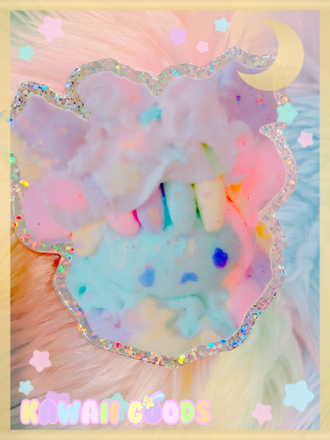 Ice Cream Scoop Bear Holographic Glitter Sticker