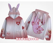Load image into Gallery viewer, Hurt Bunny Menhera Fuzzy Hoodie Sweater (Made to Order) bloody white