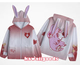 Hurt Bunny Menhera Fuzzy Hoodie Sweater (Made to Order) bloody white