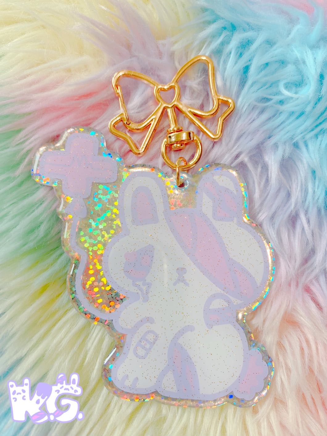 Hurt Bunny holographic Keychain