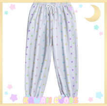 Load image into Gallery viewer, Rainbow Star Fuzzy jogger pants (Made to Order) white