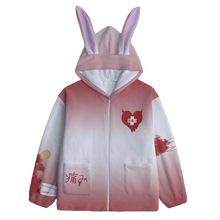 Load image into Gallery viewer, Hurt Bunny Menhera Fuzzy Hoodie Sweater (Made to Order) bloody white