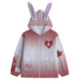 Hurt Bunny Menhera Fuzzy Hoodie Sweater (Made to Order) bloody white