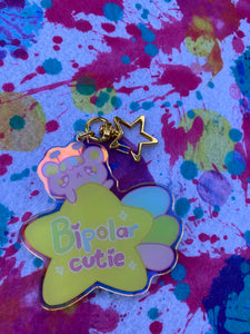 Emotion Bear Bipolar shooting star Mental Health Awareness holographic Holographic Keychain