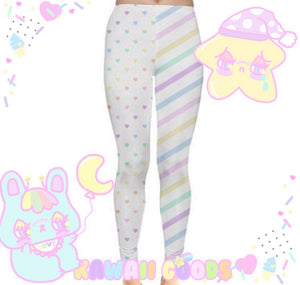 Heart Rainbow stripe fairykei Leggings (Made to Order)