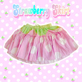 Strawberry Cutie Decora Heisei Retro Frilly Skirt (made to order)