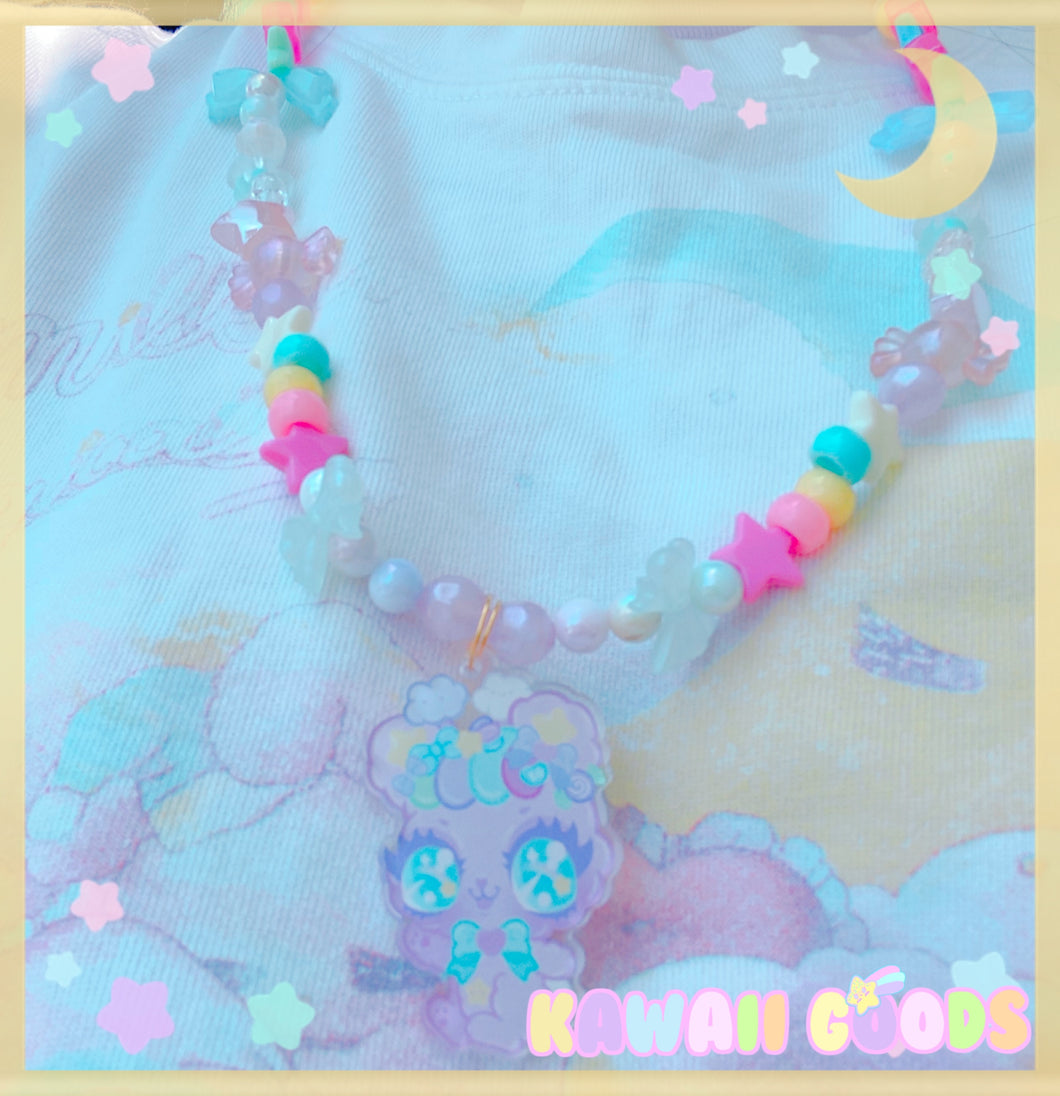 Miss Jediflip x Kawaii Goods Collab Emotion Bear Beaded Chain Necklace