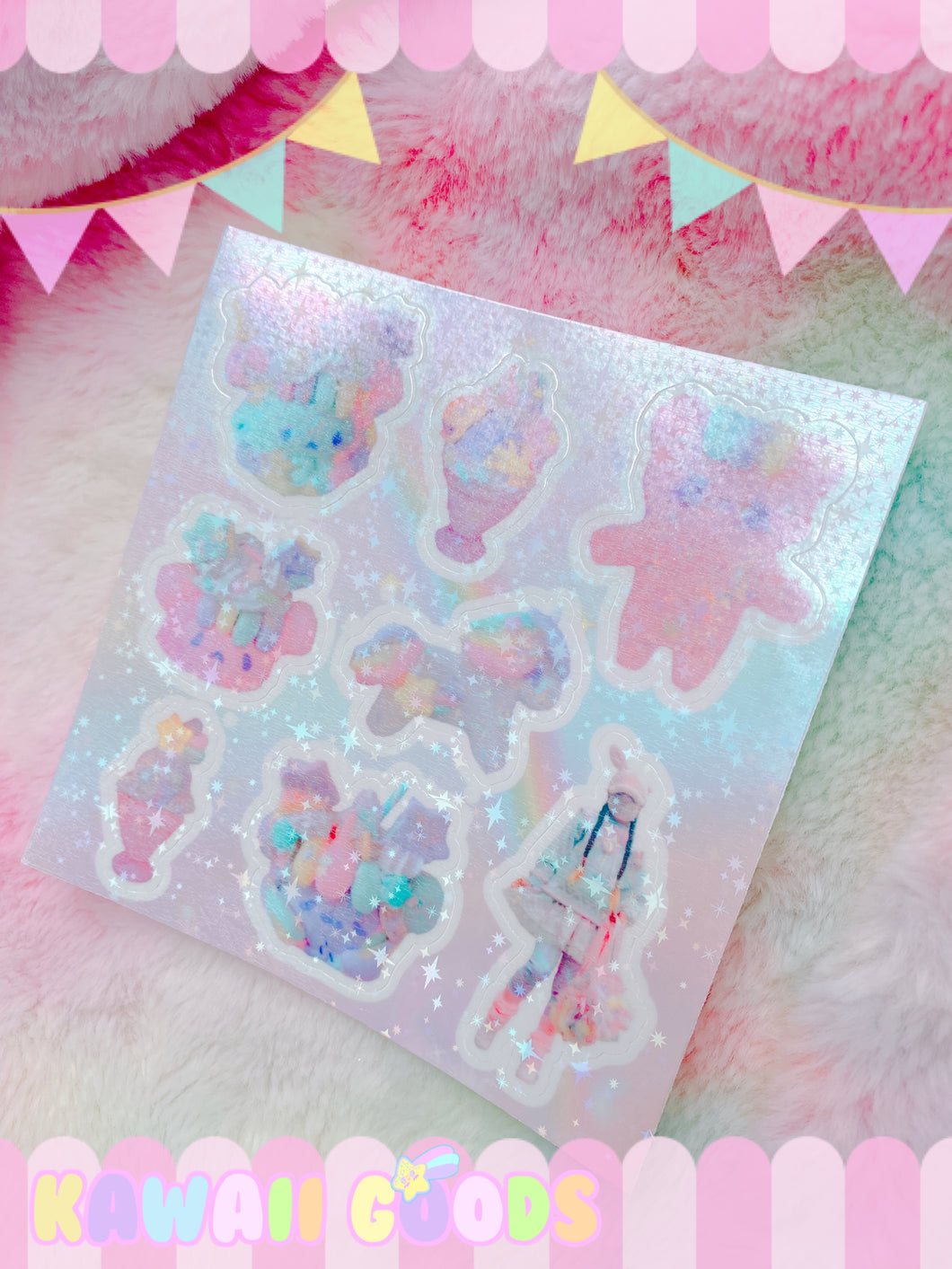 Dreamy Clay art Holographic Sticker Sheet