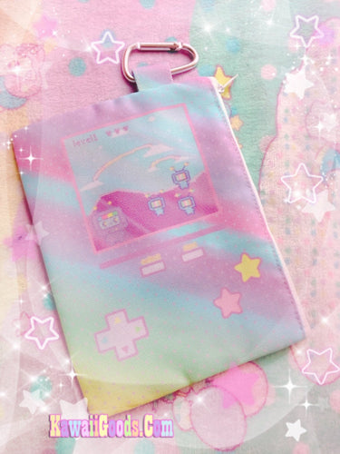 Kikko TV Video Game Pastel Rainbow Cosmetic Pouch (Made to Order)