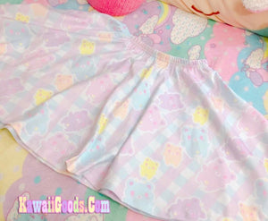 Gummy Bear Alien Gingham  Skirt (Made to Order)