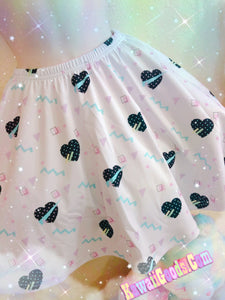 Geometric 80s heart Kawaii Skirt (Made to Order)