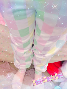 Pastel Checkered Fairy Kei Pants Joggers (Made to Order)