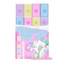 Load image into Gallery viewer, Pastel Dreamy Rainbow Unicorn Chocolate Bar Cosmetic Pouch (Made to Order)