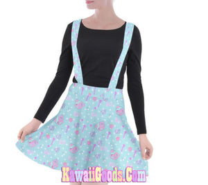 Hurt Bear Pixel Game Suspender Skirt