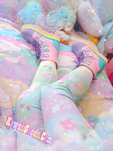 Pastel Kawaii Melting Rainbow Design  Leggings for Sale by Limolida