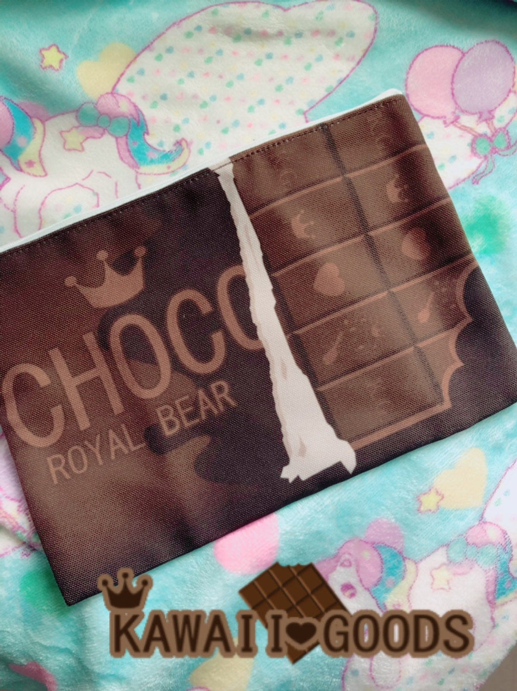 Choco Royal Bear Chocolate Bar Cosmetic Bag Pouch (Made to Order)