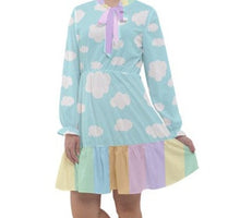 Load image into Gallery viewer, Dreamy Rainbow Cloud Yume Kawaii Chiffon Dress (Made to Order)