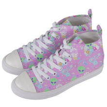 Load image into Gallery viewer, Alien Cutie Reba the alien and Kikko TV Shoes, Fairy Kei Shoes Men (Made to Order)