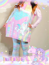 Load image into Gallery viewer, Rainbow Unicorn Chocolate Bar Sweetie Dreams velvet Dress (Made to Order)