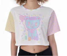 Load image into Gallery viewer, Trixie the Alien Baby Bear Curse Blocks  Crop top