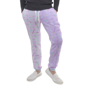 Fairy Kei Grid Cutie Fuzzy Pants Joggers (made to order)
