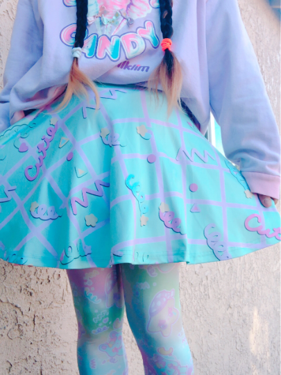 Fairy kei Cutie Grid Suspender Skirt (made to order)